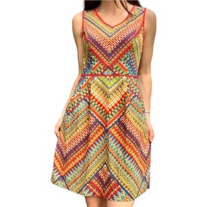 Ellen Tracy Mulicolor print dress with pockets sz 8